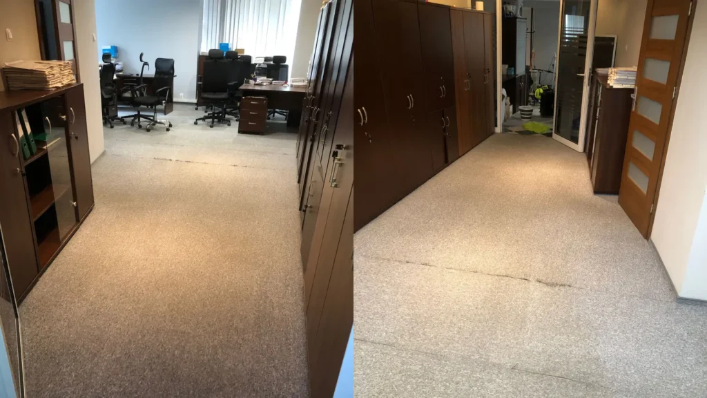 Zdjęcie realizacji z wypranej wykładziny biurowej - wykładzina beżowa 2